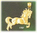 14k gold jumping horse charm