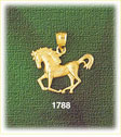 14K Gold Horse Loping Charm