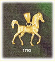 14K Gold 3D Standing Horse Charm