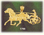 14K Yellow Gold Harness Racing Horse Charm