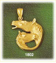 14K Gold Affectionate Horses Charm