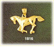 14k gold polished galloping horse charm