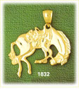 14k gold bucking horse charm