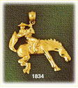 14k gold bucking bronco horse charm