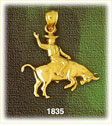 14K Gold Bull Riding Charm
