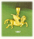 14K Gold Flying Pegasus Charm