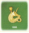 14K Gold Unicorn Head Charm