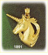14K Gold Textured Unicorn Charm