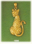 14K Yellow Gold Shabby Cat Charm