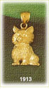 14K Gold Furry Cat Charm