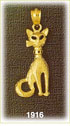 14K Gold Cat w/Collar Charm