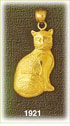 14K Gold Textured Cat Charm