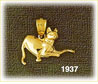 14k gold polished feline charm