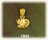 14k gold polished sleeping cat charm
