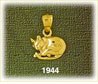 14k yellow gold polished sleeping cat charm