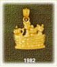 14k gold basket & kittens charm