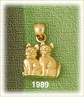 14K Gold 3D Sitting Cats Charm