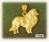 14K Gold Collie Dog Charm