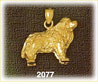 14K Gold Long Haired Dog Charm