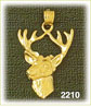 14K Gold Deer Head Profile Charm