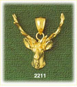 14K Gold Male Deer w/Antlers Charm