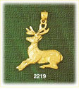 14K Gold Reindeer Charm