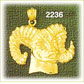 14K Gold Rams Head Charm