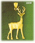 14K Gold Elk Charm