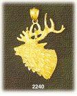 14K Gold Moose Head Charm