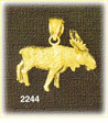 14K Gold Standing 3D Moose Charm
