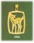 14K Gold Baby Deer w/Rectangle Frame Charm