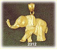 14k gold textured walking elephant charm