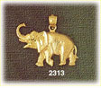 14k gold walking textured elephant charm