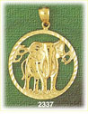 14K Gold Encircled Elephant Standing Charm