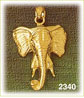 14K Gold Polished Elephant Head Charm