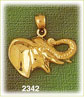 14K Gold Profile Elephant Head Charm
