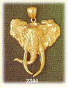14K Gold Elephant Head w/Long Tusks Charm