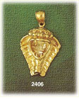 14K Gold Hissing Snake Head Charm