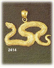 14K Gold Snake Slithering Charm