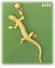 14k gold long lizard charm