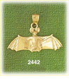 14k gold soaring bat charm
