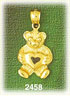 14k gold teddy bear holding heart charm
