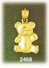 14k gold polished teddy bear charm