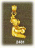 14k gold teddy bear playing symbols charm