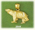 14k gold prowling bear charm