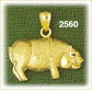 14k gold bristly pig charm