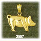 14k gold polished pot bellied pig charm