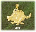 14K Gold Wild Boar Charm