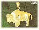 14K Gold Polished Buffalo Charm