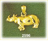 14K Gold Polished Rhinoceros Charm